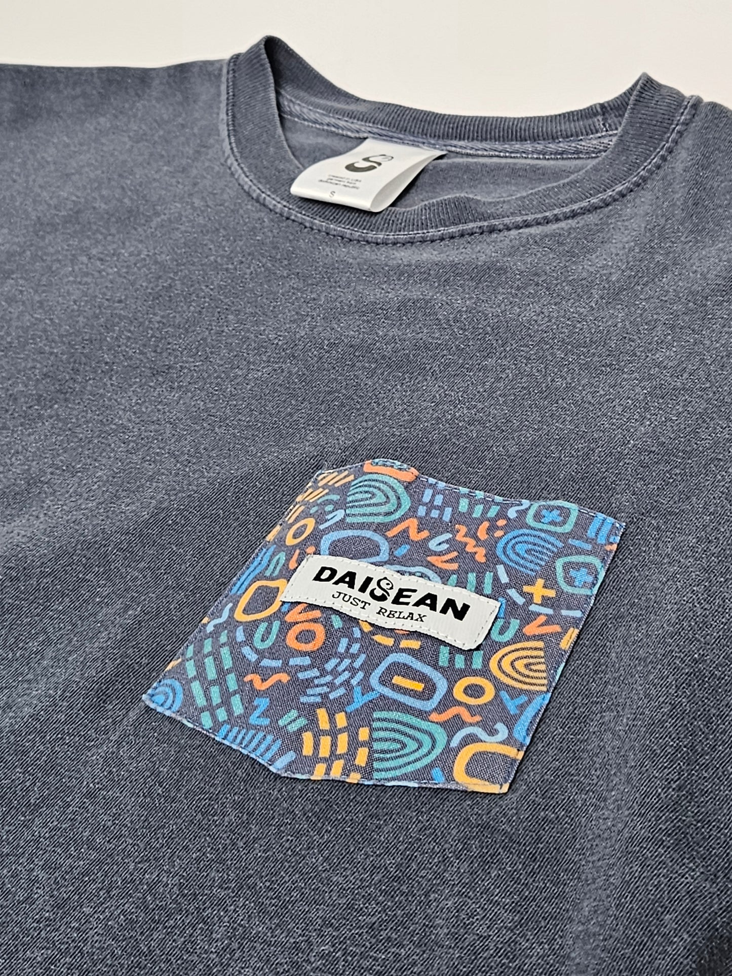 Denim Blue 100% Cotton Heavyweight Pocket Tee