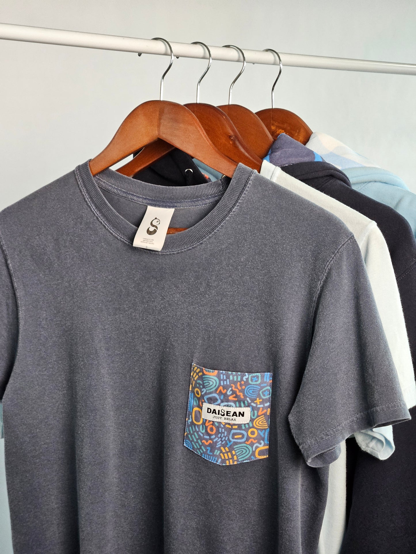 Denim Blue 100% Cotton Heavyweight Pocket Tee